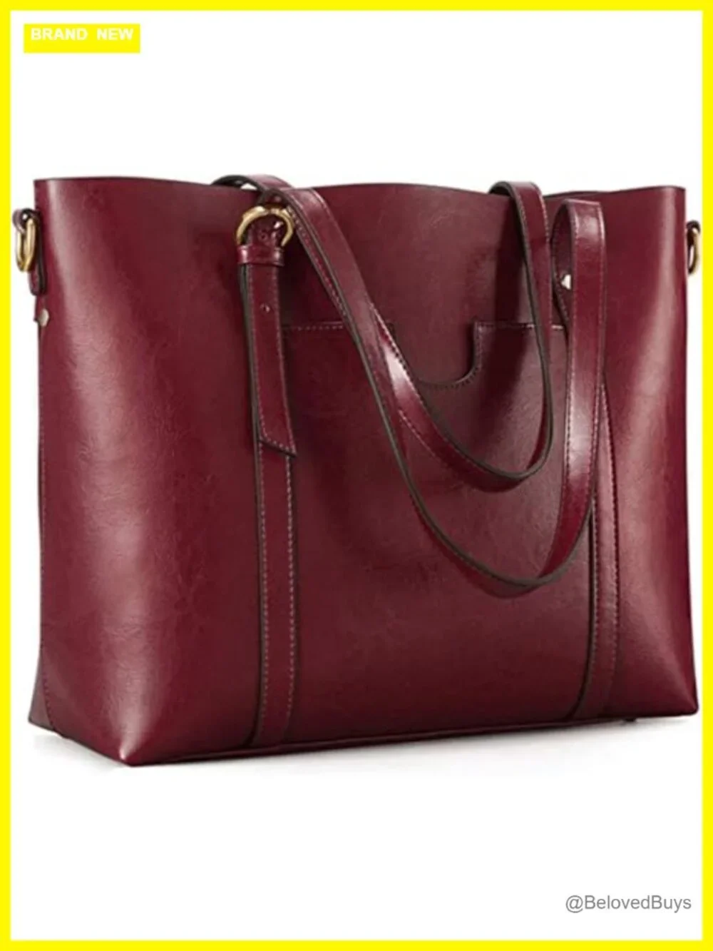 Genuine Leather Tote Bag Soft Vintage Shoulder Purse Top Handle Large Capacity